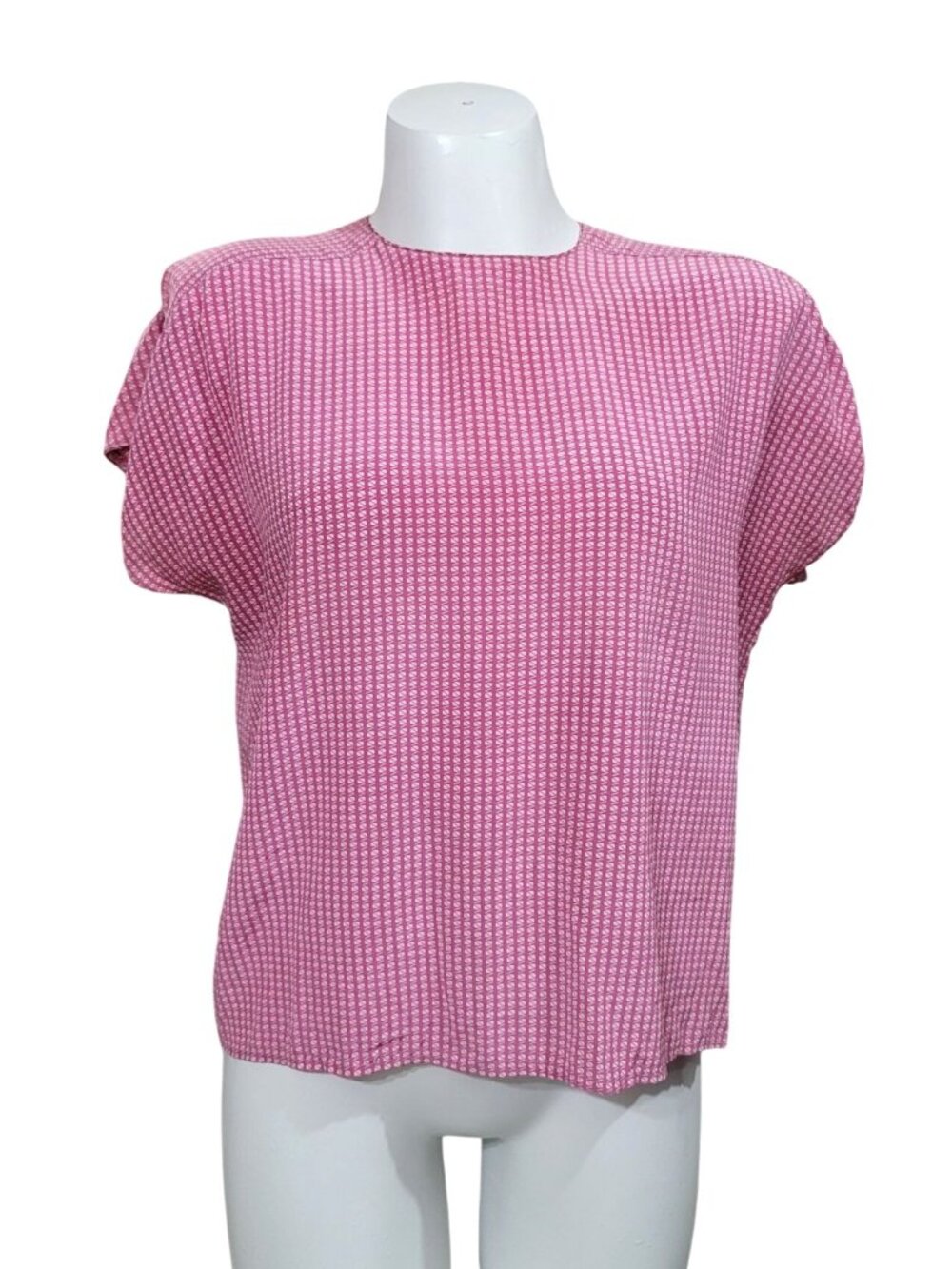 Lord & Taylor Petites Pink 100% Silk Blouse Size 14P With Back Button Details